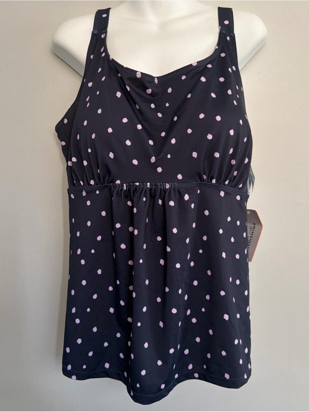 Swimsuits For All Women's Plus Size Flared Tankini Top Purple Dot